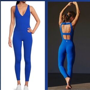 Free People Movement Never Better Strappy Back Jumpsuit Electric Cobalt Sz Small